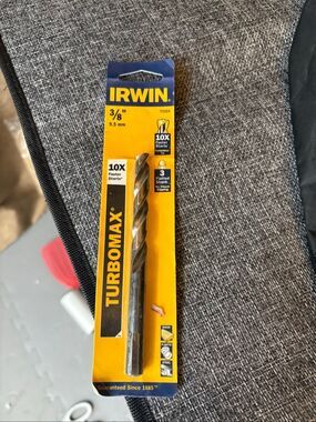 IRWIN TurboMax 3/8” HSS Drill Bit 73324 3-Flat Shank Metal Wood Plastic